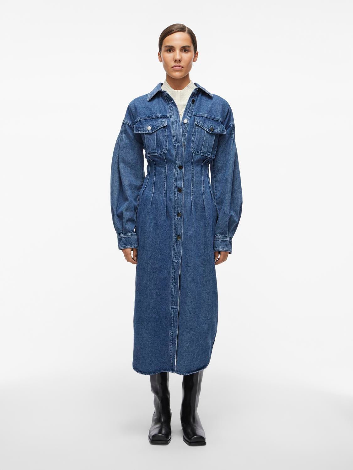 ROUANNELIESE Midi Dress - Dark Blue Denim - VERO MODA & VILA Bergvik